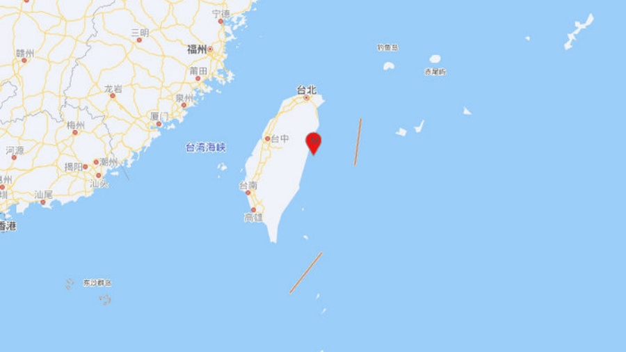 臺灣花蓮縣海域發生5.0級地震 震源深度20千米